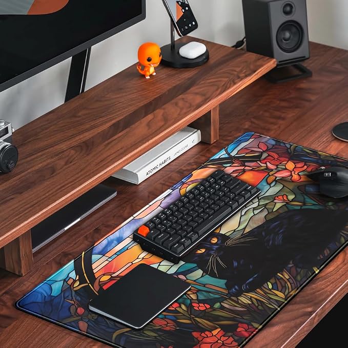 Mechanical Cattle Black Cat Desk Mat Vintage Sunset XXL Large Mouse Pad Laptop - Image 5