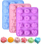Sakolla 3 Pack Flower Molds Silicone, 12 Cavities Different Shapes Silicone by Sakolla