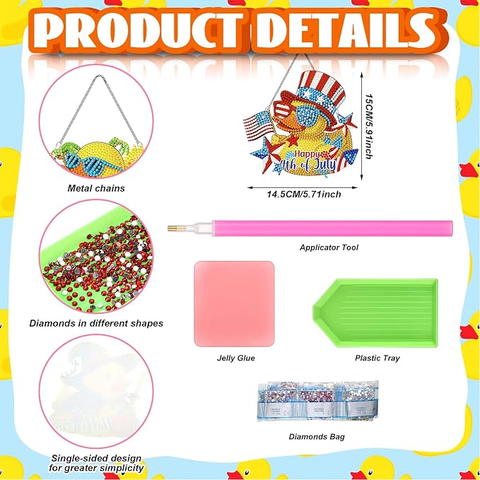 Cinnvoice 12 Pcs Summer Diamond Painting Hanging Kit - Image 2