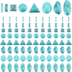 PH PandaHall 96pcs Stone Cabochons, 8 Shapes Blue Texture Gemstone Tiles Column by PHPandaHall