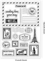 GLOBLELAND Postmark Postcard Clear Stamps Vintage Air Tickets Silicone Stamp - Image 6