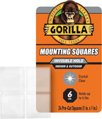 Gorilla Tough & Clear Double Sided Tape Squares, 24 1" Pre-Cut Mounting Squares by Gorilla