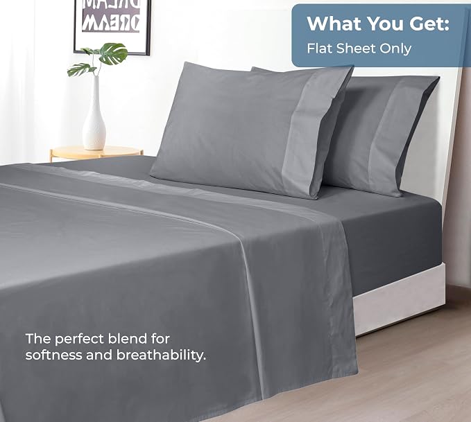 Royale Linens 100% Organic Cotton King Flat Sheet Only - Image 5