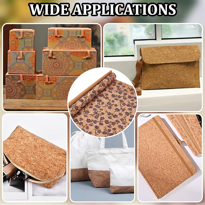 1.51 Yards 12.99 Inch Camel Synthetic Cork Leather Fabrics by the Yard Flowers - Image 5