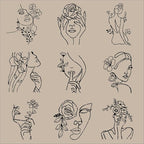 ORIGACH 9PCS 11.8x11.8inch Modern Minimalist Abstract Women Stencil, Floral - Image 3