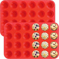 Sakolla 2 Pack Silicone Muffin Pan, Nonsticks 24 Cups Mini Cupcake Pans by Sakolla