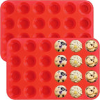 Sakolla 2 Pack Silicone Muffin Pan, Nonsticks 24 Cups Mini Cupcake Pans by Sakolla