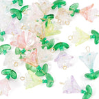 FASHEWELRY 60Pcs Mixed Color Transparent Acrylic Flower Charms 14-26mm Colorful - Image 7