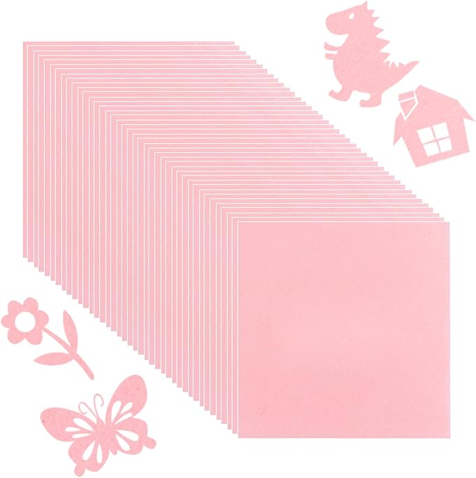 40 Pcs Stiff Felt Fabric Sheet for Crafts, 1mm Thick and 12”x12”Pink Felt by Tiparts