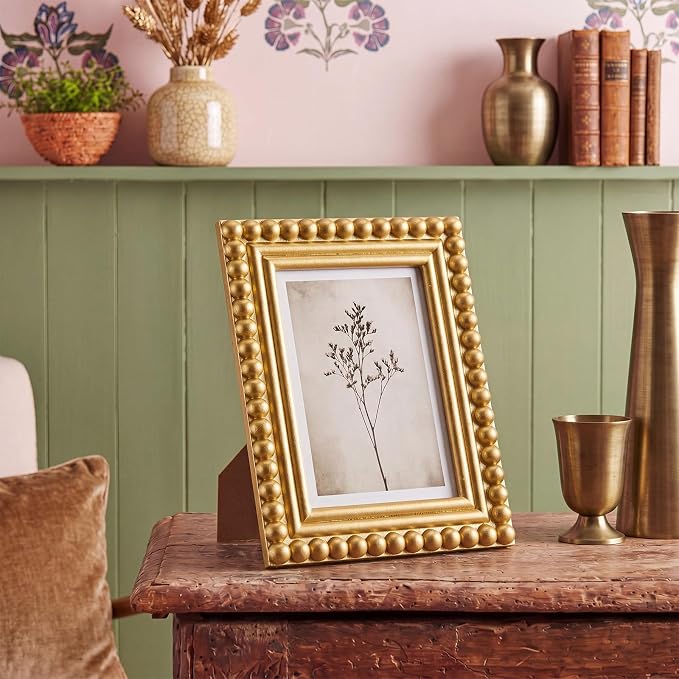 1 Pack 5 x 7 Picture Frame, Wood Beaded Boho Photo Frame, Vintage Photo Display - Image 3