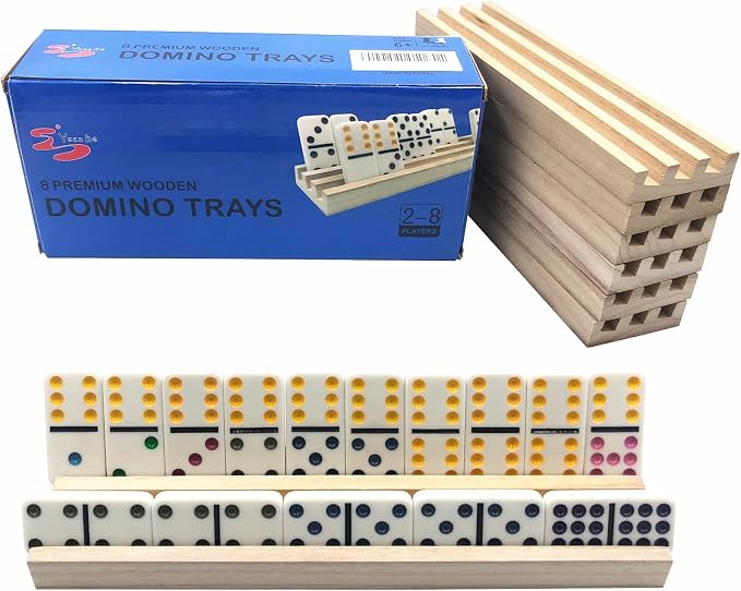 Yuanhe Wooden Domino Racks Set of 8, Domino Trays Holders Organizer - Image 4