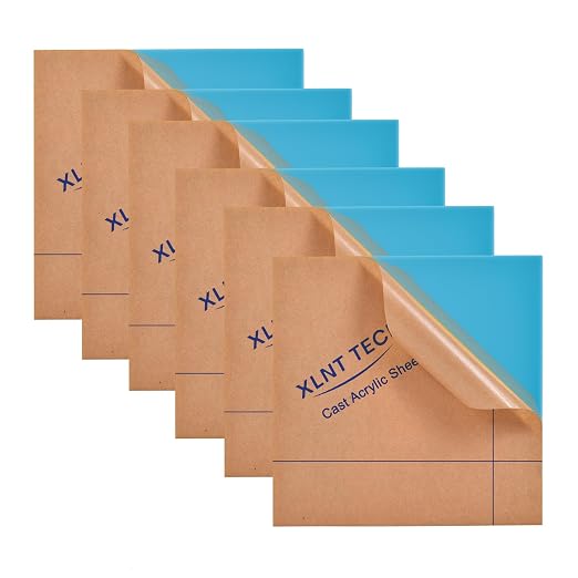 6 PCS Light Blue Cast Acrylic Opaque Plastic Sheet 8 x 8 Inch, by MaterialsParts