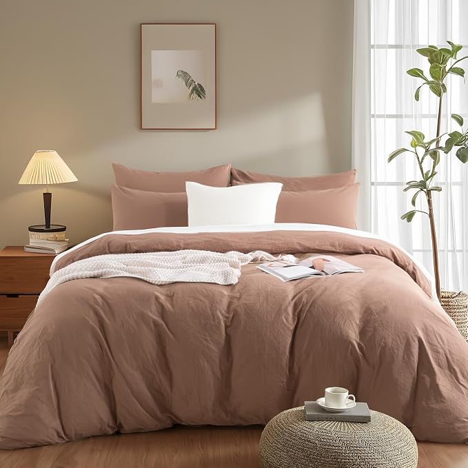 NEXHOME PRO Duvet Cover Set Queen Size Linen Textured Organic Natural 100% - Image 2