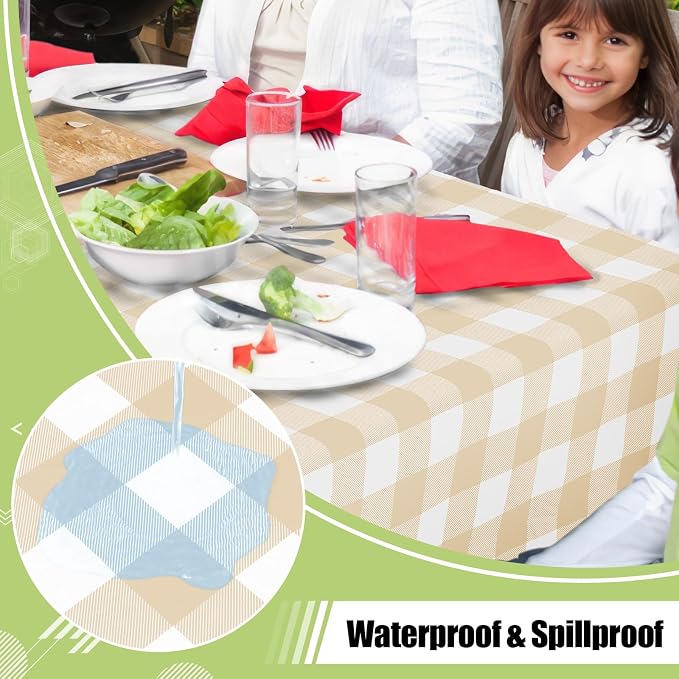 Smiry Rectangle Table Cloth, Waterproof Vinyl Tablecloth - Image 2