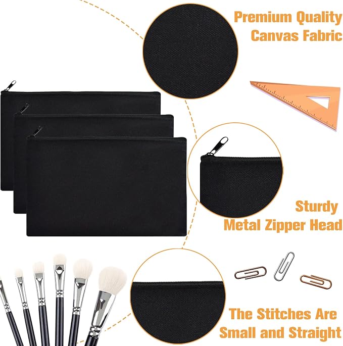 ZeeDix Canvas Zipper Pouch Bulk – 8.3 x 5 Inches Cotton Canvas Pouches - Image 3