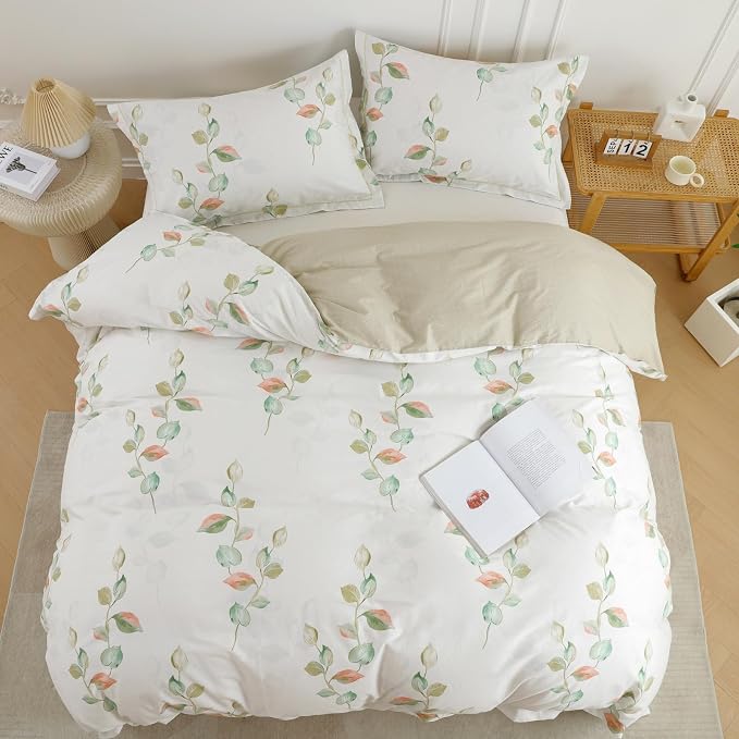 OAITE Duvet Cover Set Twin Size Floral Pattern Ultra Soft 100% Cotton Duvet - Image 3