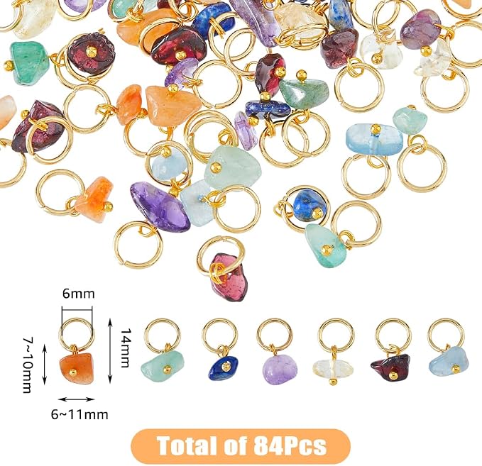 SUPERFINDINGS 84Pcs 7 Colors Natural Stone Pendants Mixed Gemstone Charms - Image 2