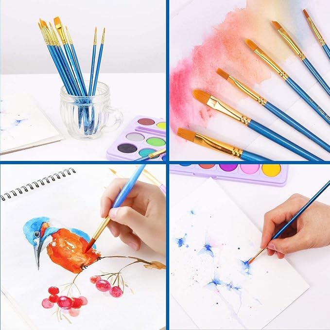 Acrylic Paint Brush Set, 1 Packs / 10 pcs Watercolor Brushes Painting Brush - Image 6