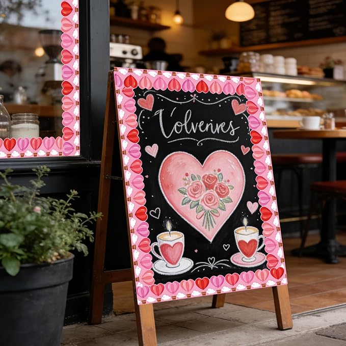 69 Ft Valentine’s Day Heart Hot Air Balloon Bulletin Board Border Love is in - Image 7
