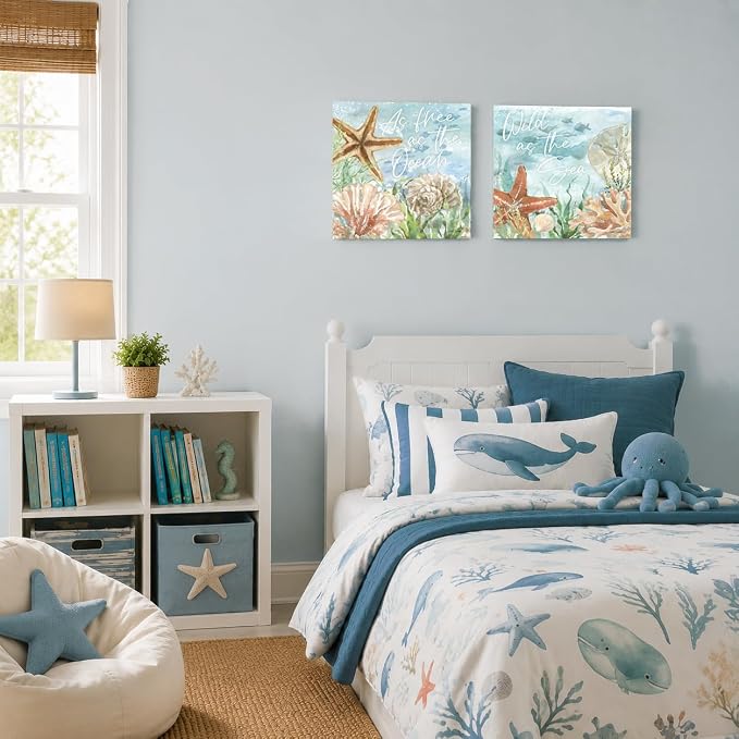 Ocean Wall Decor Seashell Starfish Coral Canvas Print Underwater Sea Creatures - Image 6