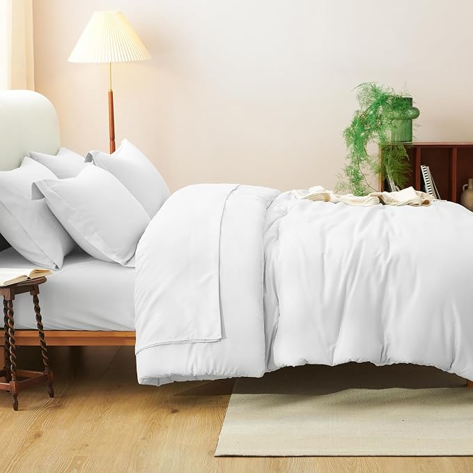 CozyLux King Size Comforter Set White, 7 Pieces Bed in a Bag King Comforter Set - Image 8