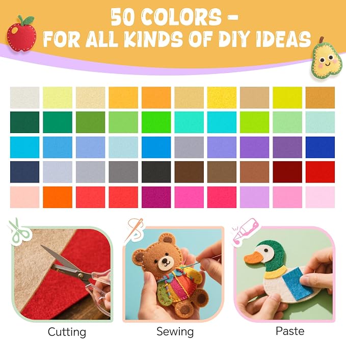 moinkerin 50Pcs Felt Sheets for Crafts - Image 4