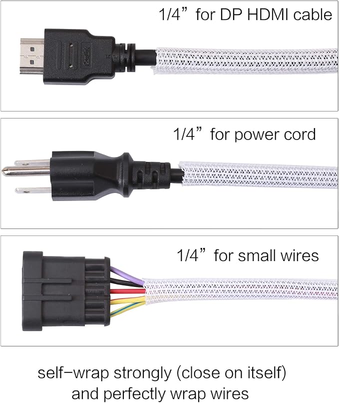 Alex Tech 10ft - 1/4 inch Cord Protector Wire Loom Tubing Cable Sleeve Split - Image 3