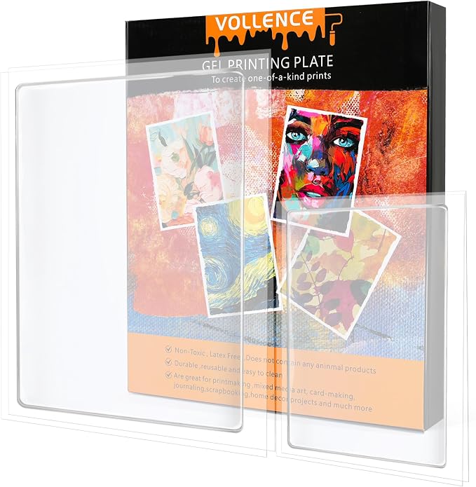 Vollence 5" X 7" + 8" X 10" Reusable Gel Monoprinting Plate Reusable Art Plate by Vollence