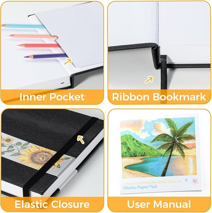 Ohuhu Marker Pads Art Sketchbook, 120 LB/200 GSM Drawing Papers, 78 Sheets/156 - Image 9