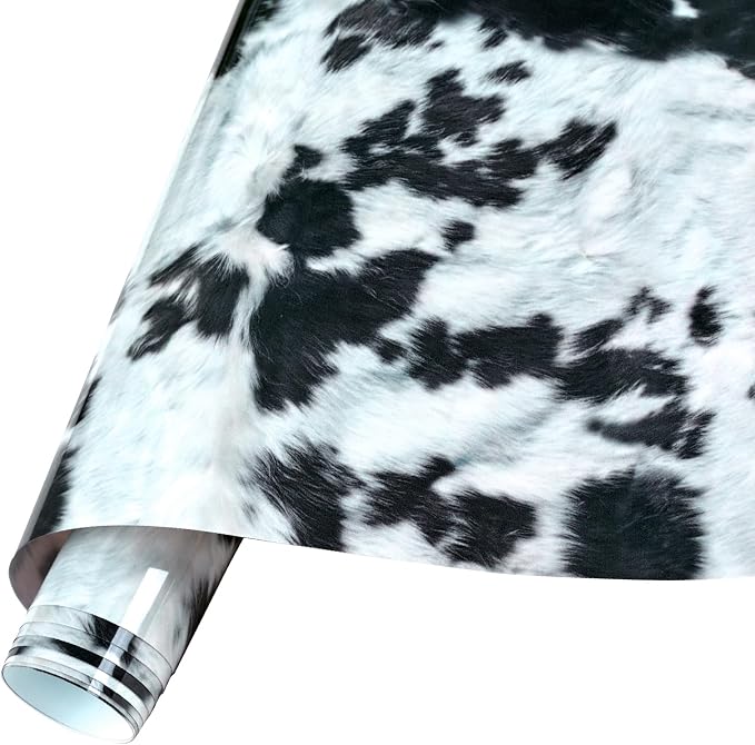 Tintnut Black Cowhide Heat Transfer Vinyl Roll, easy cut & weed, stretch by Tintnut