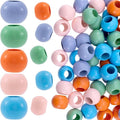 Pndeyo 50pcs Wooden Beads for Crafts, 24mm Large Hole Natural Wood Hair Bead by Pndeyo