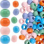 Pndeyo 50pcs Wooden Beads for Crafts, 24mm Large Hole Natural Wood Hair Bead by Pndeyo