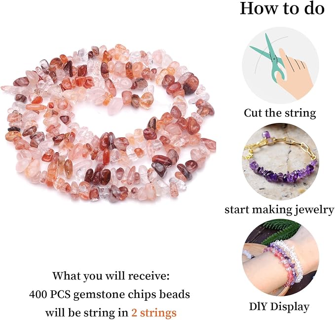 400pcs Natural Chip Stone Beads - Image 8