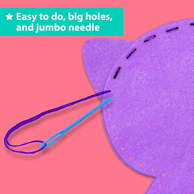 KRAFUN Beginner Sewing Kit, Sew Kitten & Mouse, Pre-Cut Felt, Kids Ages 5+ | - Image 4