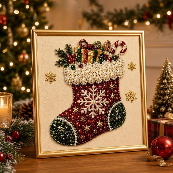 DIY Christmas Pearl Diamond Art Painting Kit, Cute Santa Elk Christmas Pearl - Image 2
