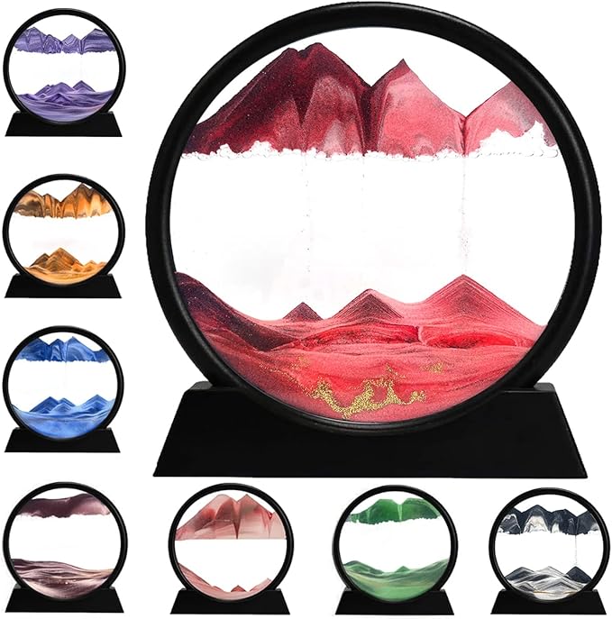 rysnwsu 3D Dynamic Sand Art Liquid Motion, Moving Sand Art Picture Round Glass by rysnwsu