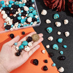 arricraft 144 Pcs 4 Sizes Skull Beads, Synthetic Turquoise Skull Head Beads - Image 3