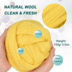 uxcell Needle Felting Wool, 3.5 Oz Nature Fibre Wool Yarn Roving - Image 2