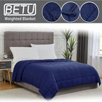 Navy Blue Weighted Blanket for Adults 20lbs, Twin Full Size Cooling Heavy Throw - Image 3