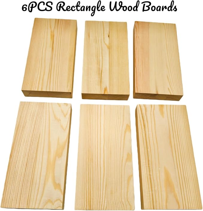 6PCS Rectangle Wood Boards Unfinished Wood Blocks - Image 2
