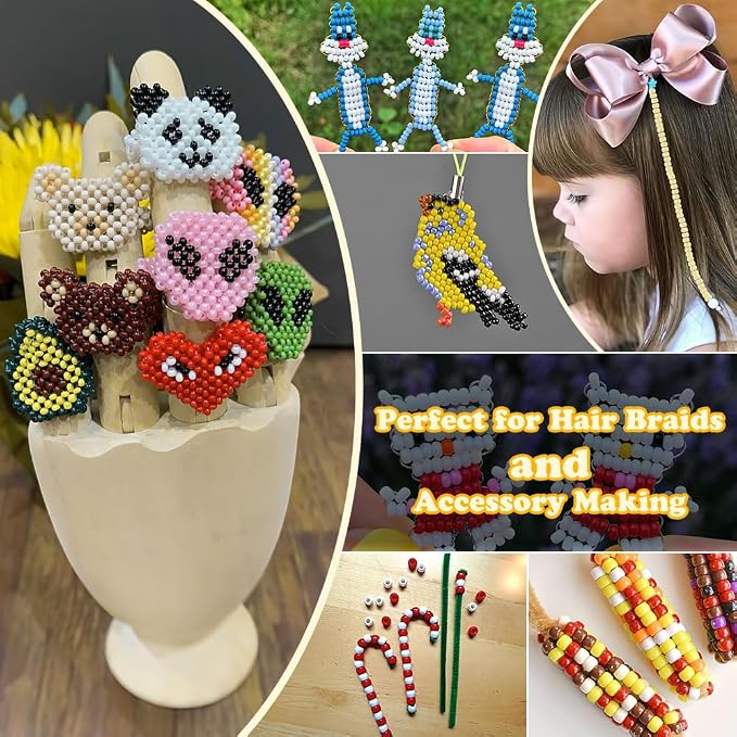 1100pcs Pony Beads, Bulk Beads for Jewelry Making Friendship Bracelet, Crafts - Image 3