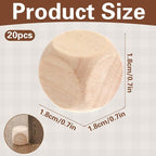 20 Pcs Blank Wooden Dice, 18 mm Natural Sandalwood Wooden Blank Dice - Image 2