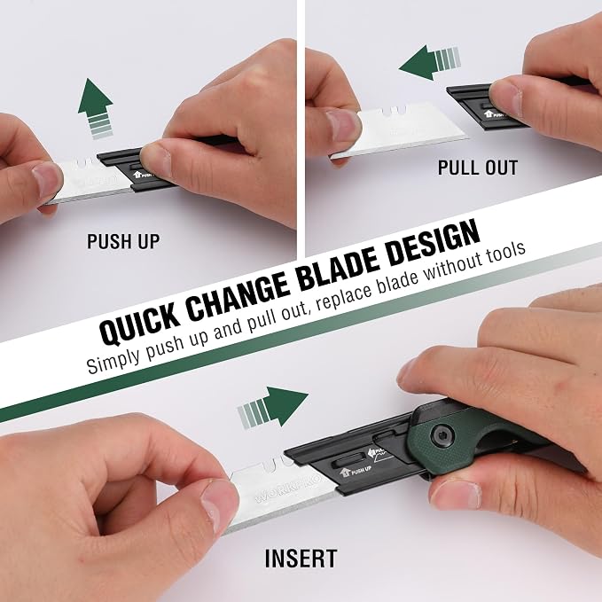 WORKPRO 2-in-1 Folding Knife/Utility Knife, Quick-Change Box Cutter - Image 5