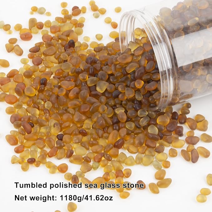 Sea Glass Stones for Crafts About 2.75LB Brownish Yellow Glass Pebbles - Image 4