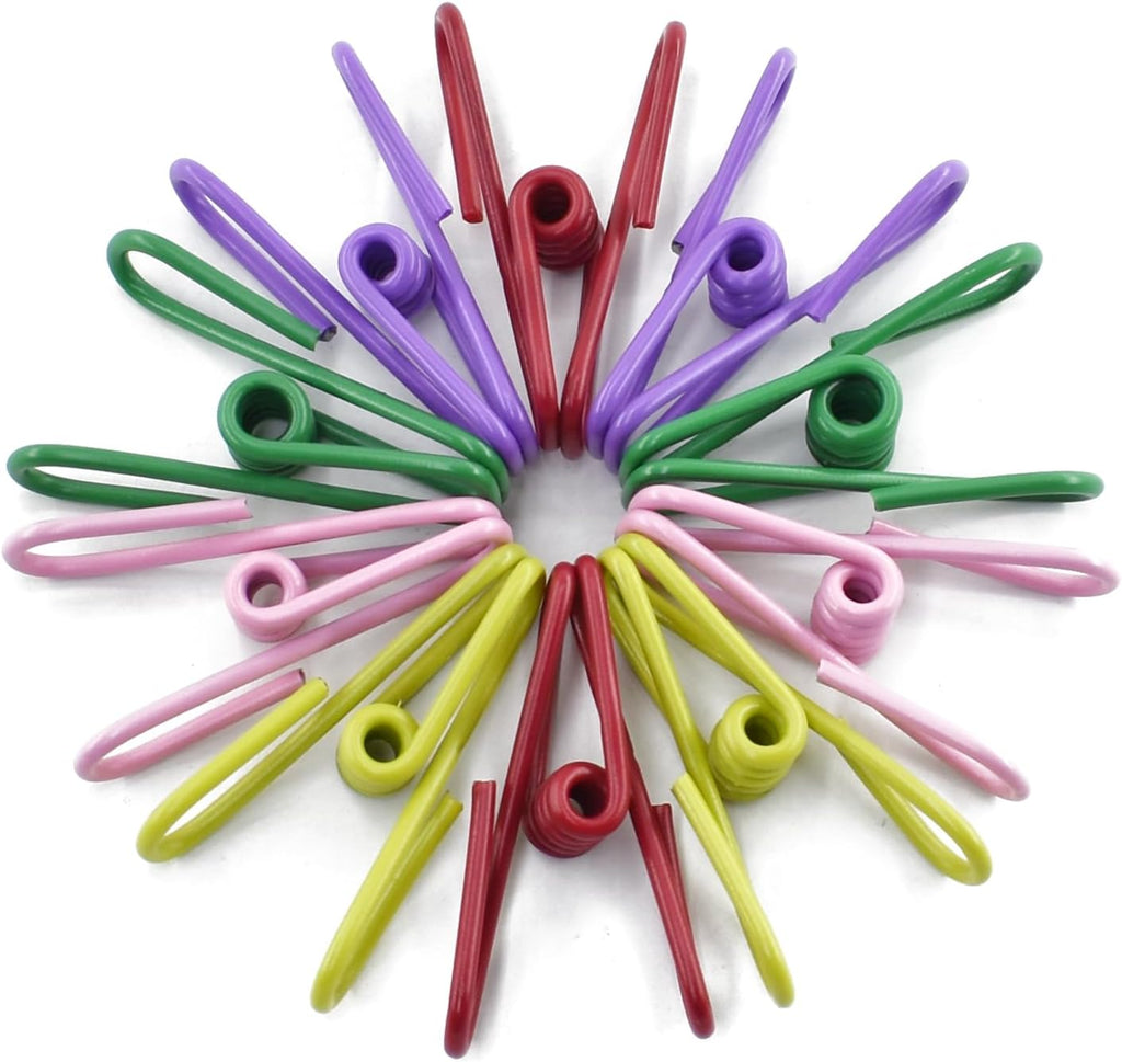 50 Packs Steel Wire Clips Vinyl Plastic Coated Multi-Function Colored Utility Clothesline Clip for Laundry Hanging, Kitchen Bag Sealing, Multi-Purpose Clothespins