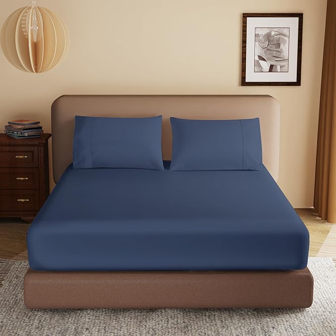 100% Egyptian Cotton Fitted Sheet King Size, 600 Thread Count, Soft & Elastic by ZaizaiHome