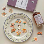 50 Pieces Vintage Orange Rose Floral Transparent Stickers - Image 6