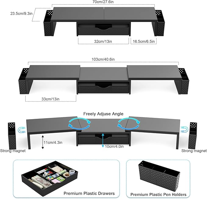 Spacrea Metal Desk Organizers and Accessories, Dual Monitor Stand Riser - Image 5