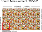 Sunflowers Bees Fabric by The Yard, Fall Autumn Botanical Leaves Flannel - Image 2