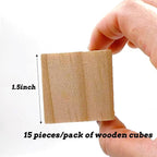 Wooden Blocks for Crafts, Unfinished Wood Cubes, 1.5 Inch Natural Wood Blocks - Image 2